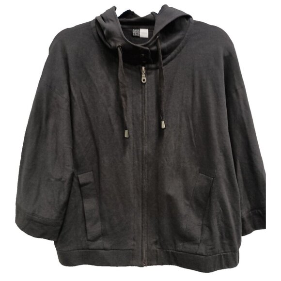 Saks Fifth Avenue Threads Womens Hooded Jacket Medium Black Minimalist Capsule - Picture 1 of 10